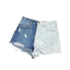 Nasty Gal 2 Tone Wash Raw Hem Jean Shorts Size 6